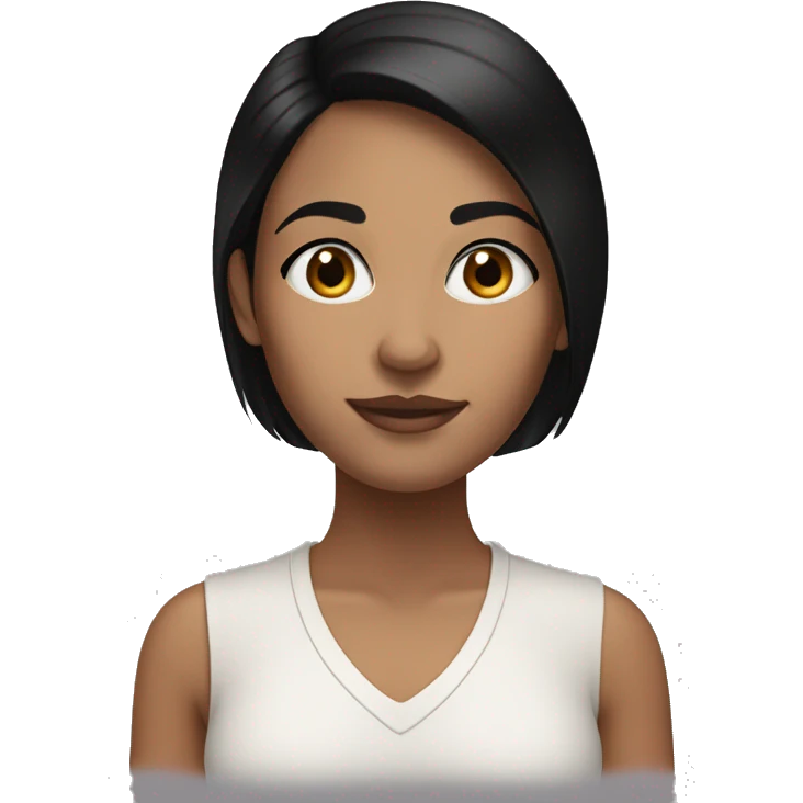 A slightly brunette person with mixed black hair and a hoop earring in each ear. Her nose is small, her skin is clean, her eyelashes are long. emoji