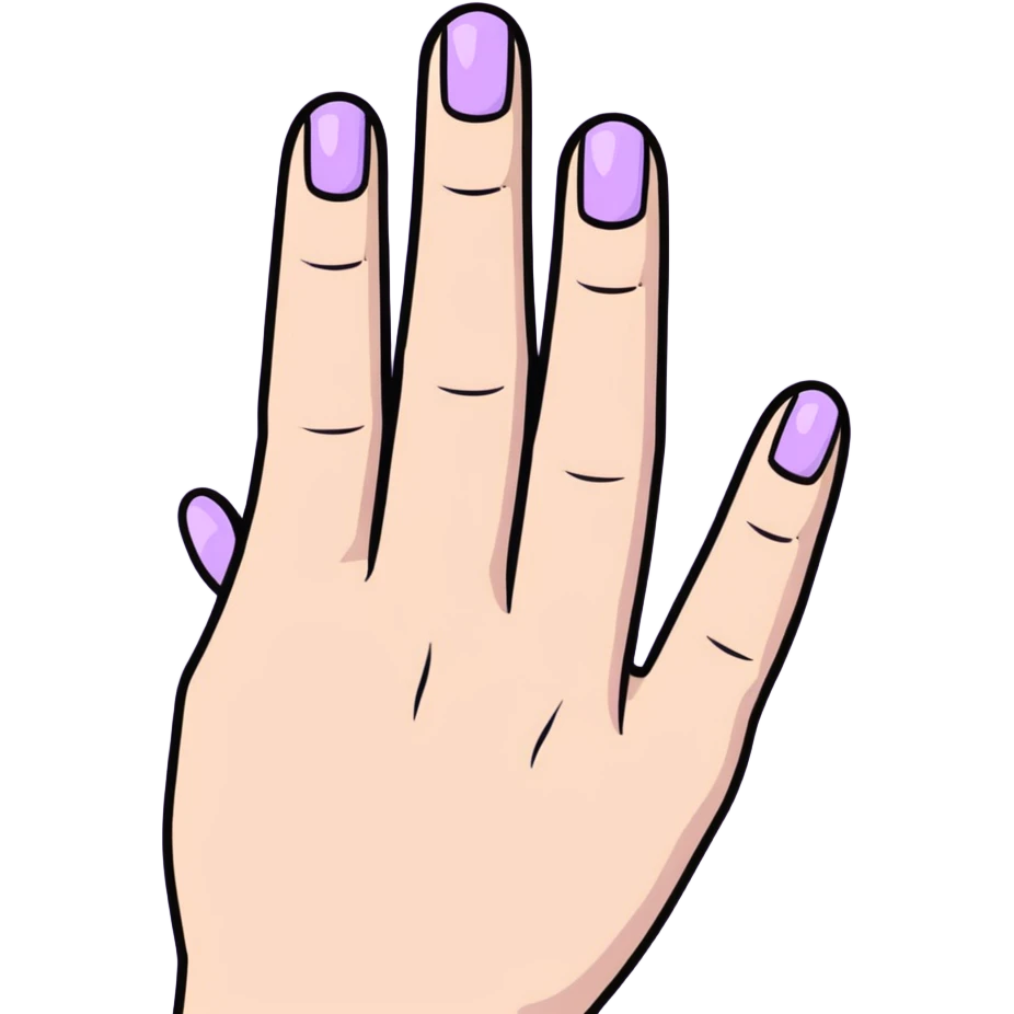 lilac pastel manicure on five fingers emoji