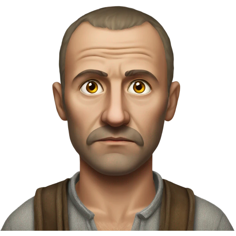 Russian peasant photorealistic serious emoji