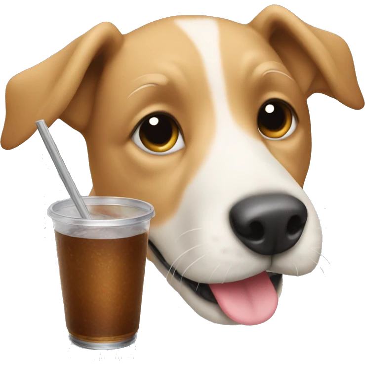 Dog drinking from straw emoji