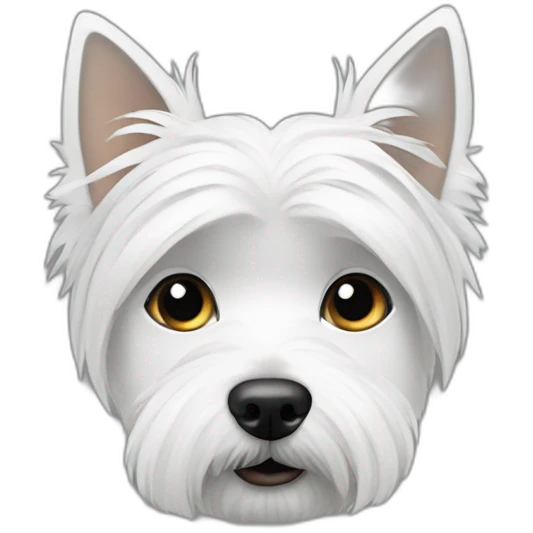 Westie with white woman who has gray hair emoji