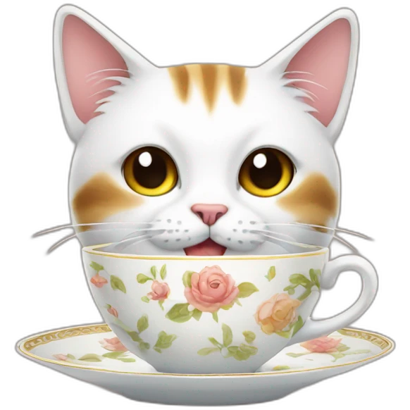 Cat with tea emoji