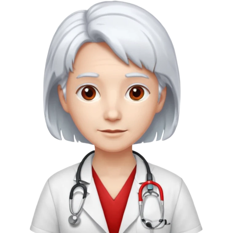doctor with white hair and red hairclips  emoji