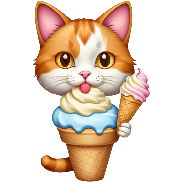 A cat whit a ice cream  emoji