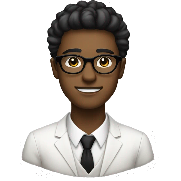19 years old boy like a gentleman white skin tone. with black glasses wearing old money style emoji