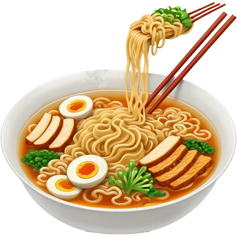smoking hot ramen, smoking coming through it emoji