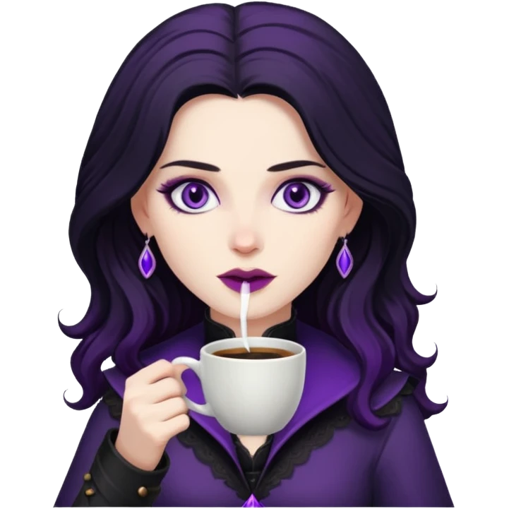 yennefer with purple eyes drinking coffee  emoji