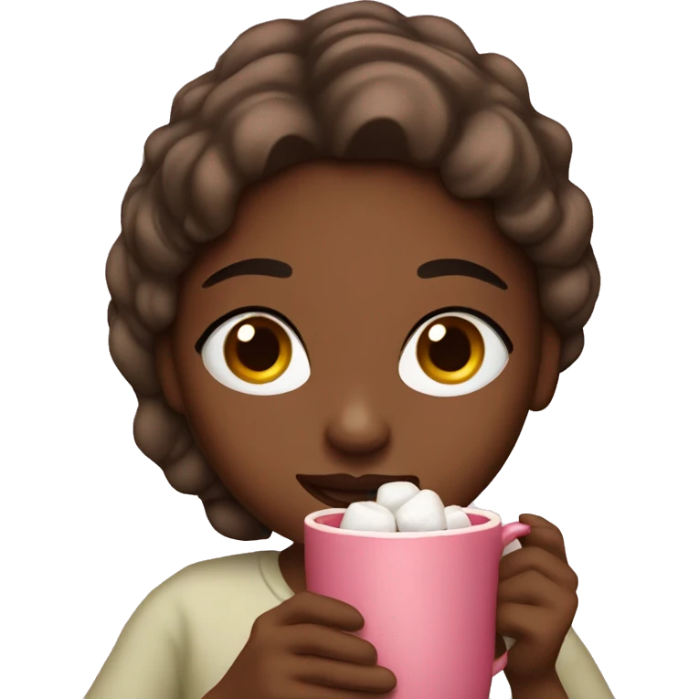 girl drinks cocoa with marshmallows emoji