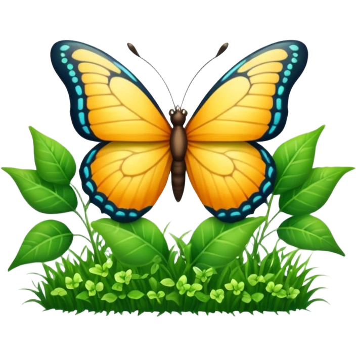 Grassy grass ivy plant butterfly  emoji