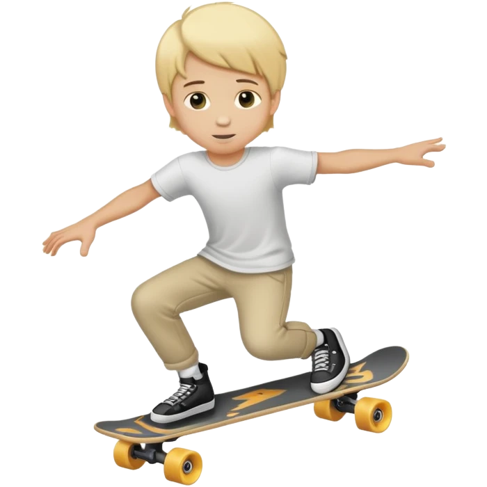 Un Niño patinador con un parin con quatro ruedas i rubio emoji