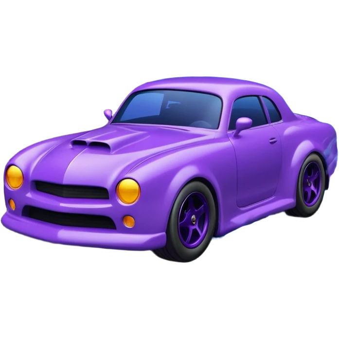 Purple car drifting with navy blue flames coming out of the rear tires. emoji