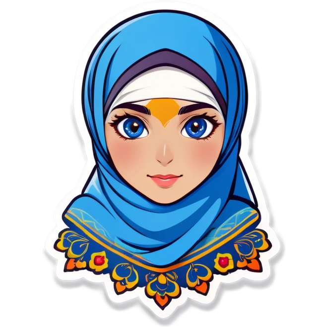 Turkish beautiful finish Konya girl blue eyes with hijab and cultural dress emoji