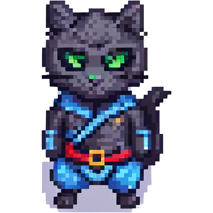 ninja cat pixel art style emoji