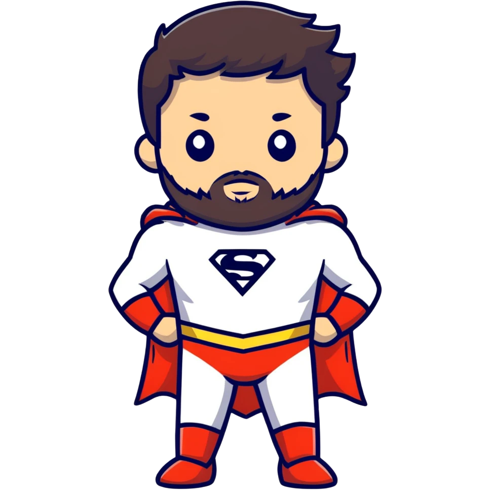 kid with beard wearing homemade superhero costume emoji