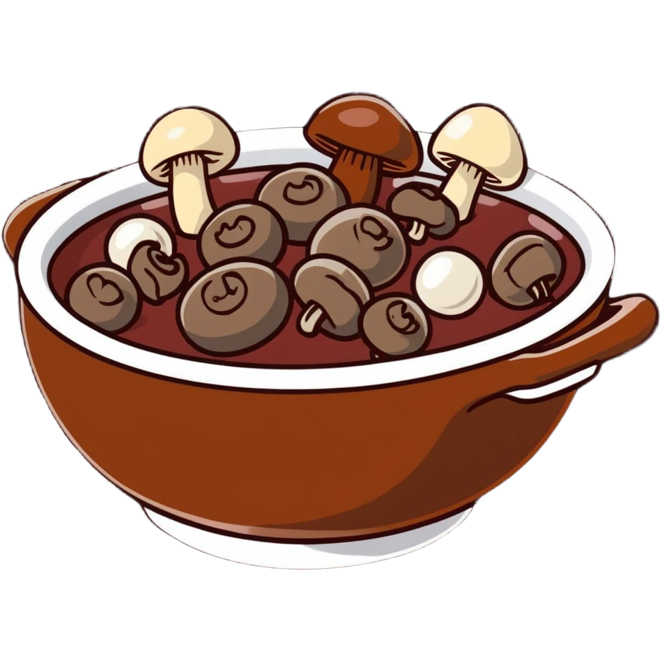 boeuf bourguignon in a serving bowl with mushrooms and pearl onions emoji