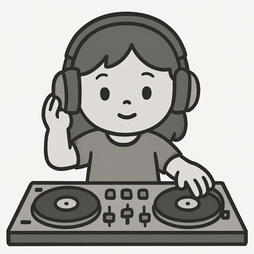girl playing DJ set emoji