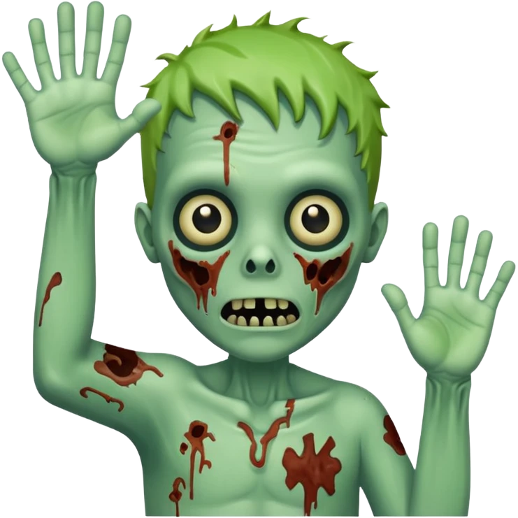 Cute funny zombie waves Hello emoji