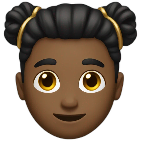 brown color guy with black  man bun and gold GG logo above head emoji
