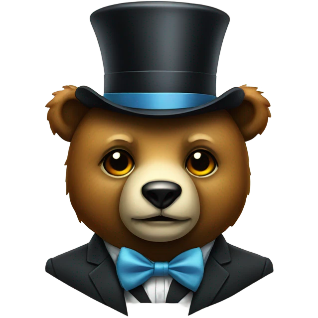 Robot bear with small top hat and bow tie emoji