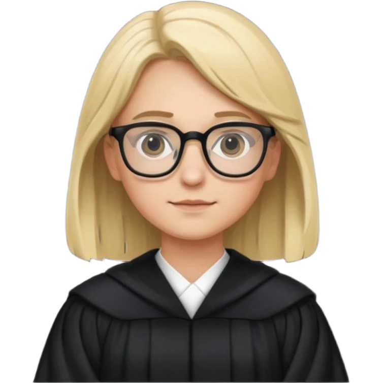 Young judge, blonde hair with glasses and robe emoji