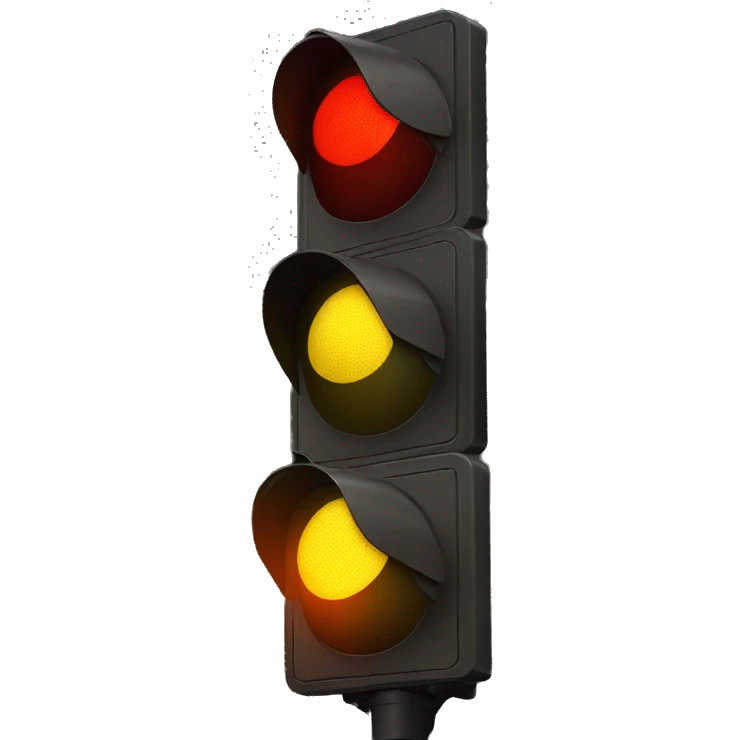 a red/yellow traffic light with yellow lit emoji