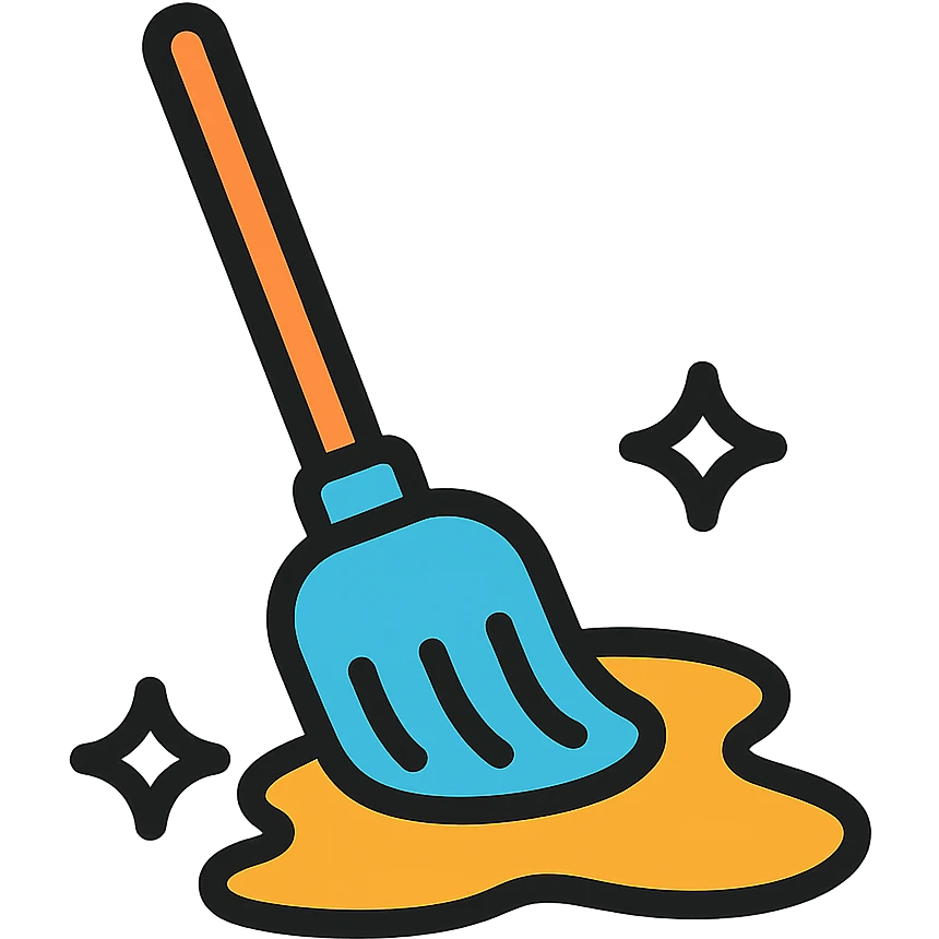 mop cleaning a shiny syrup spill emoji