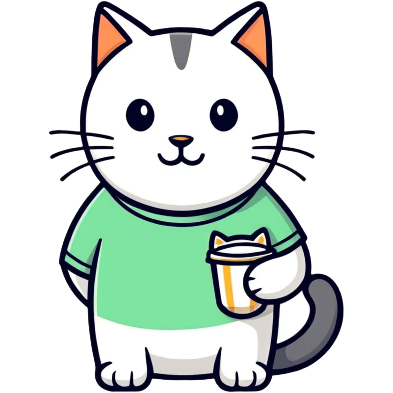 man wearing cat tee emoji