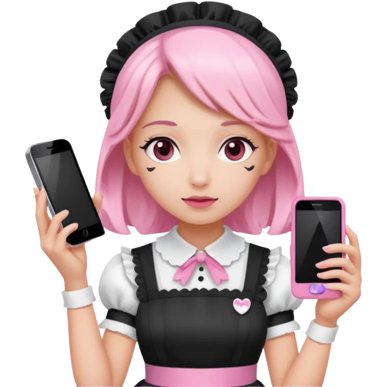 mix light pink dark pink and white girly phone maid emoji
