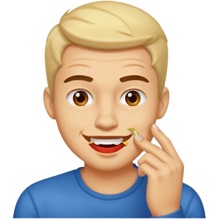 zesty guy biting nail while smirking emoji
