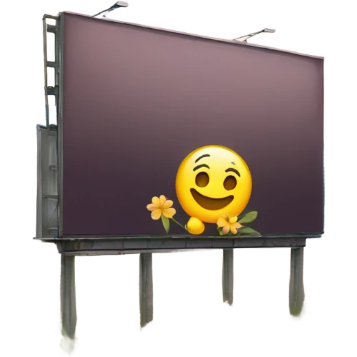 Billboard in a flowery meadow that says goodnight cute gf  emoji