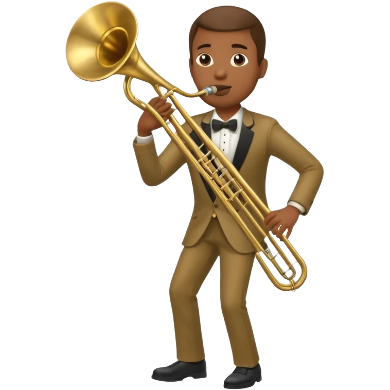 black man playing trombone full body emoji