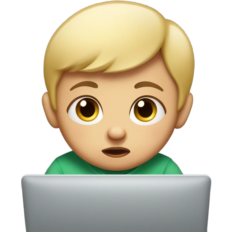 Confused baby with laptop emoji