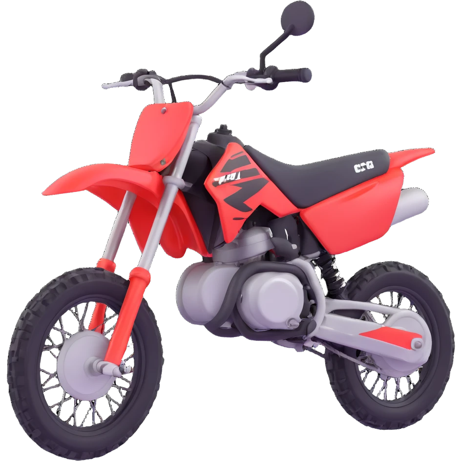 125cc dirtbike, front angle, bold emoji