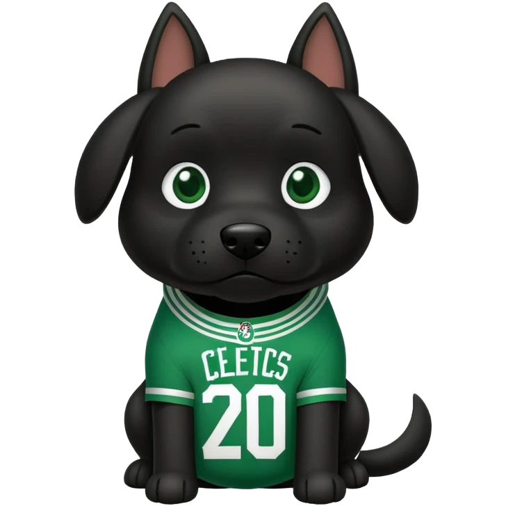 Black dog wearing a Boston Celtics jersey emoji