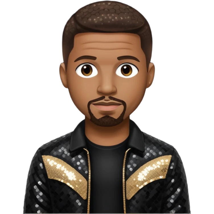  Stevie J, Record Producer with dark brown hair, black sequin outfit emoji