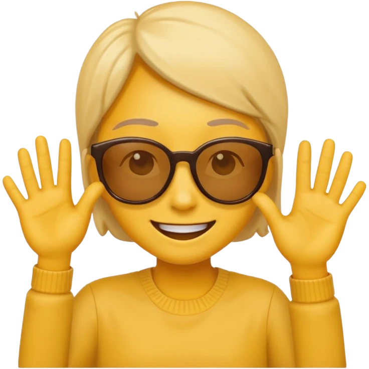 make me a emoji that is with summer glasses and a arm at the face smiling emoji