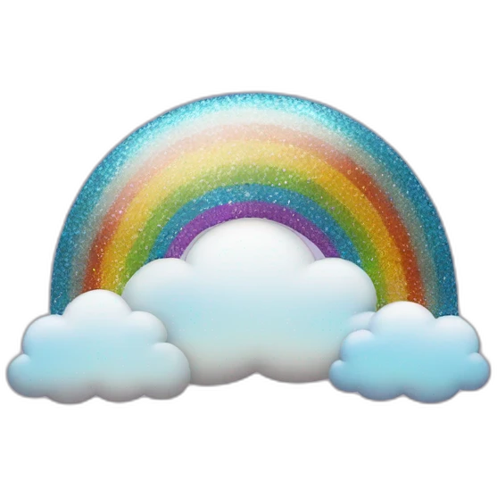 glitter rainbow with clouds emoji