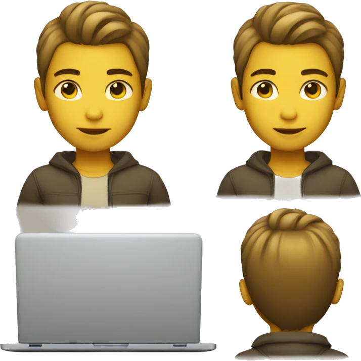 Boy with laptop yellow skin tone emoji