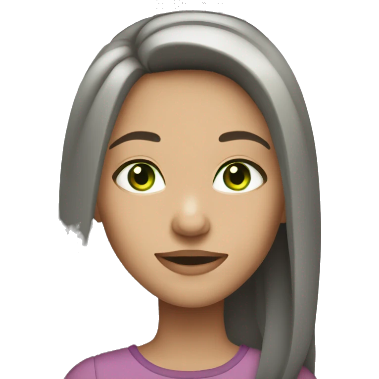 girl with straight grey brown hair and green eyes emoji