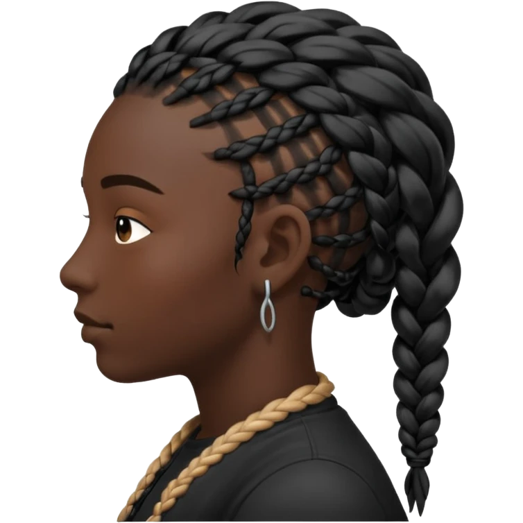 silhouette of a head with braided dreadlocks emoji