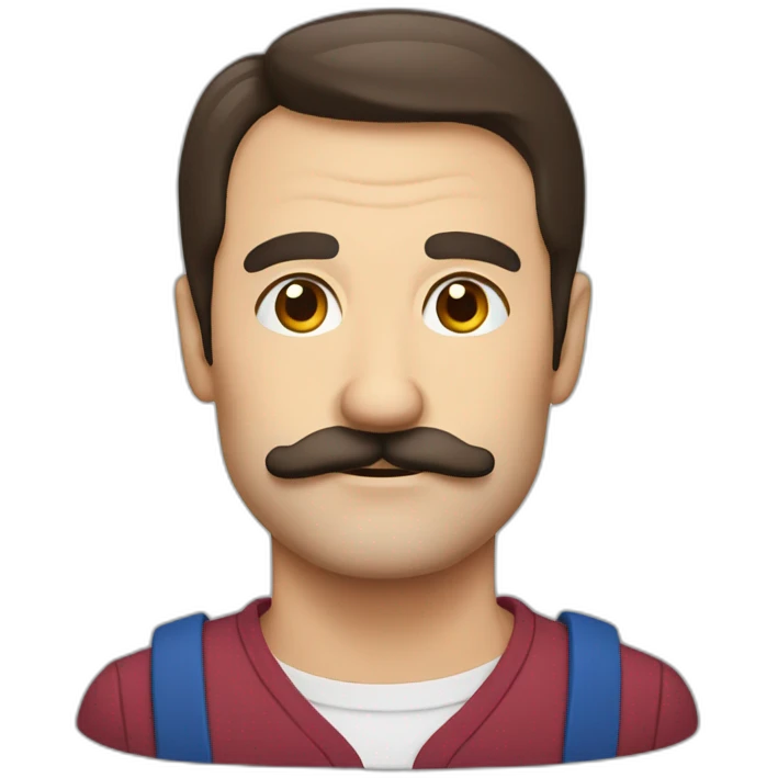 Mid age brunette British guy with crooked moustache emoji