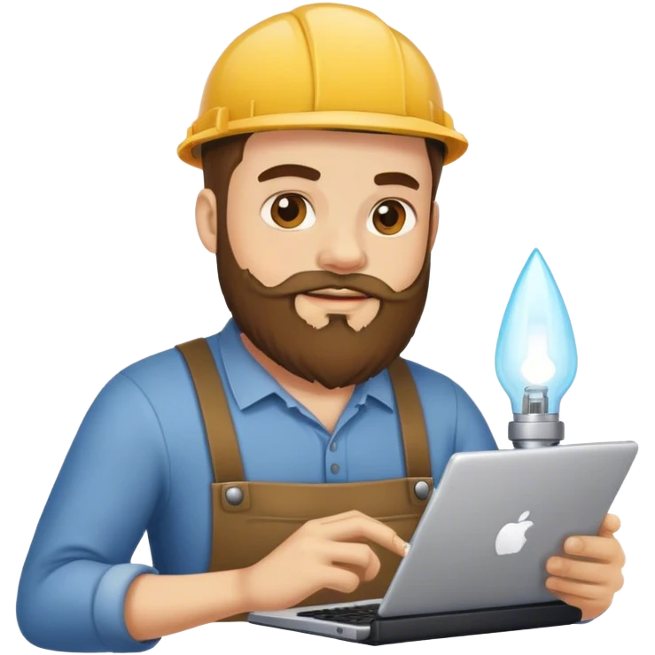 Man with a beard working on emoji