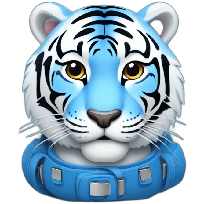 Blue cartoon tiger, white belly with the word Safebooks in the middle of its belly emoji
