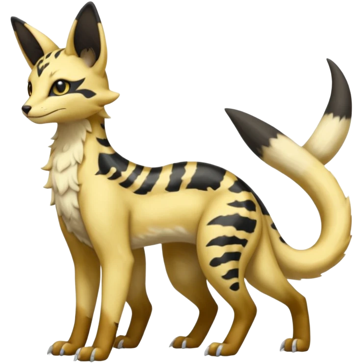 Shiny whitish golden brown beige Goldilocks cream-colored Celestial Salandit-Umbreon-Genet-Noivern-Noibat-Serval-Hybrid (Full body) emoji