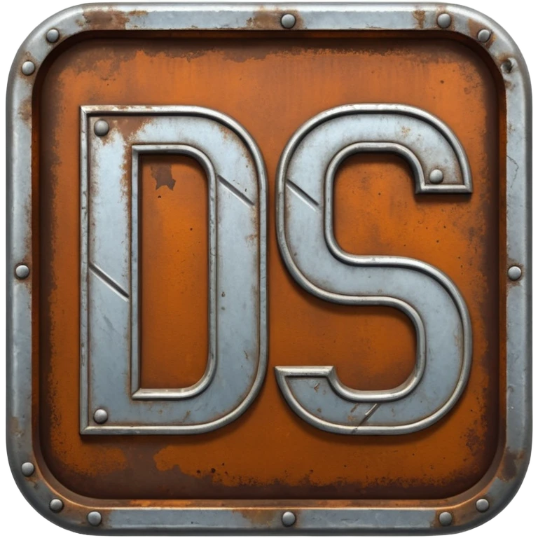 Create an ultra-realistic Rust icon that reads 'DUBS' based on the Rust video game. emoji