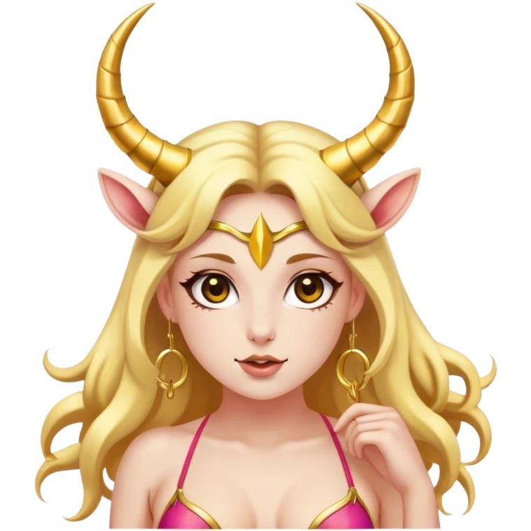 Aries with golden horns wearing a bikini emoji