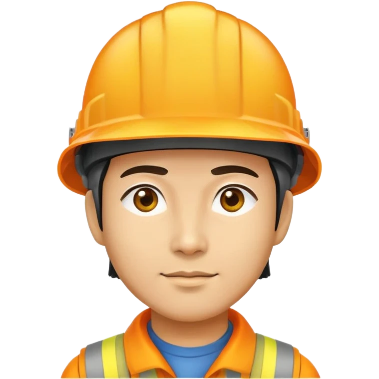 Man of Chinese appearance wearing an orange helmet with a yellow hat on top emoji