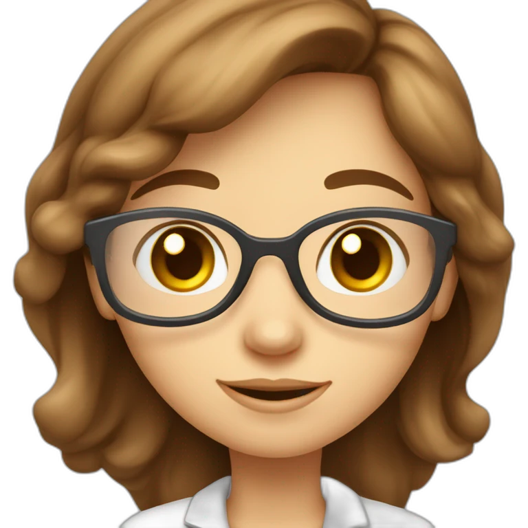 Cute Chemist Lab girl long brown hair chemistry analysis experiment emoji