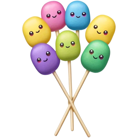Colorful rainbow dango with five small rice dumplings on a stick in blue, purple, pink, yellow and green colors emoji