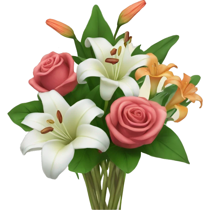 Flower bouquet with roses and lillies emoji